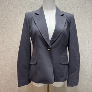 Anne Klein Jacket Womens 2P Gray Blazer Crop Fitted Career Office